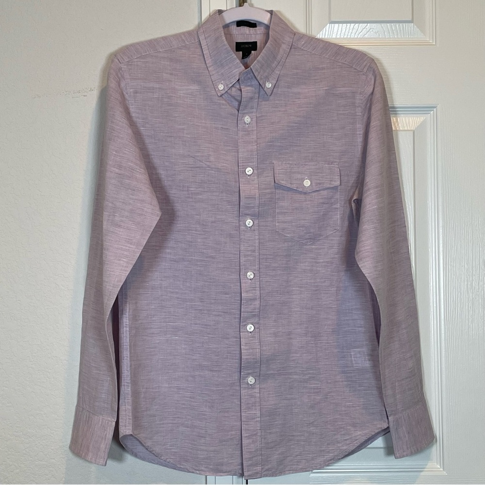 J. Crew Purple Slim Linen Blend Front Pocket Button Down Shirt Size S